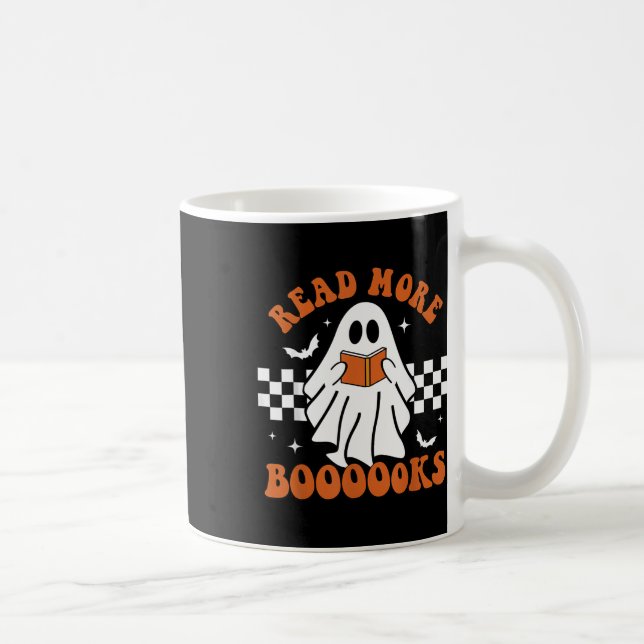 Halloween Funny Teacher Cute Booooks Ghost Read Mo Coffee Mug (Right)