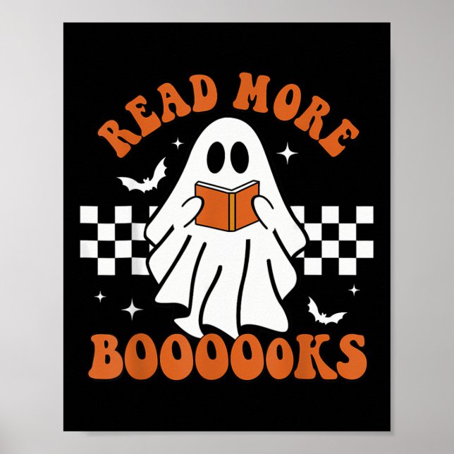Halloween Funny Teacher Cute Booooks Ghost Read Mo Poster (Front)