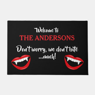 Halloween Funny Vampire Bite Family Name Welcome Doormat