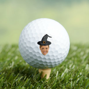 Halloween Funny Witch Hat Custom Face Cutout Photo Golf Balls