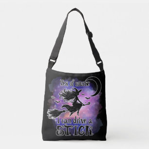 Halloween Funny Witch Riding Broom  Crossbody Bag