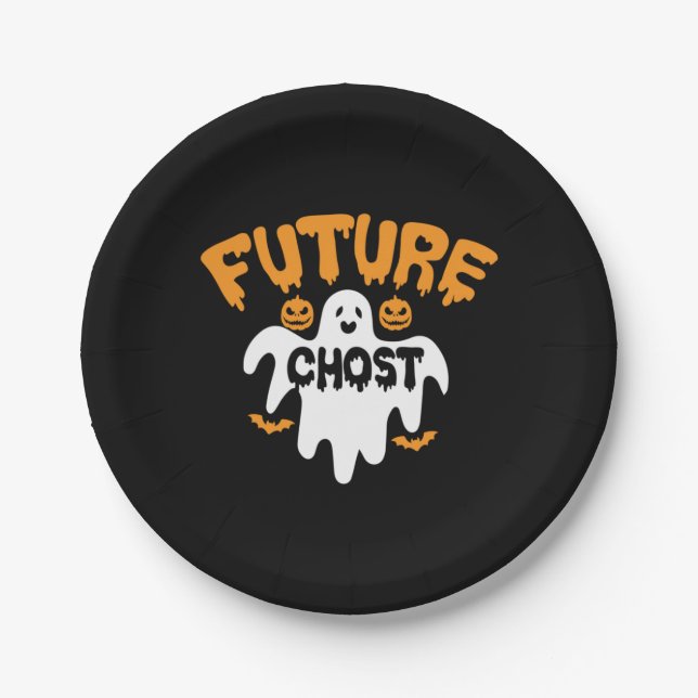 Halloween Future Chost Birthday Paper Plate (Front)