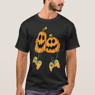 Halloween Gamer Costume Scary Pumpkin Mens Boys Vi T-Shirt