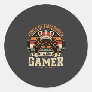 Halloween Gamer King Retro Controller Design Classic Round Sticker