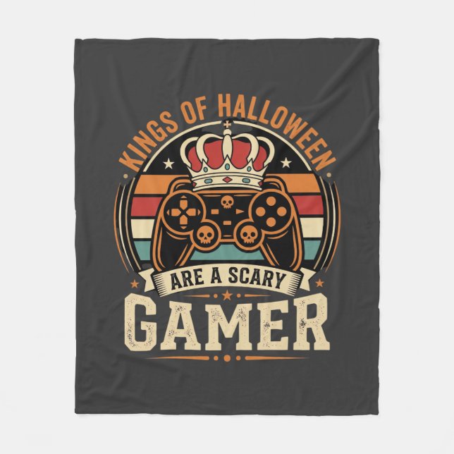Halloween Gamer King Retro Controller Design Fleece Blanket (Front)