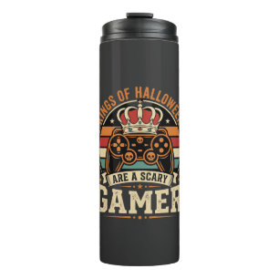 Halloween Gamer King Retro Controller Design Thermal Tumbler