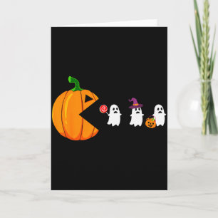 Halloween Gamer Pumpkin Eating Ghost Costume Men B Card