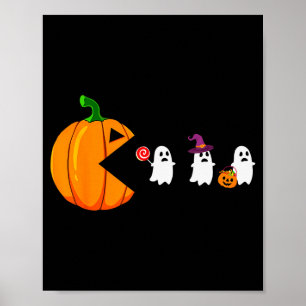Halloween Gamer Pumpkin Eating Ghost Costume Men B Poster