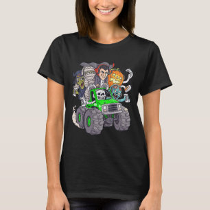 Halloween Gamer Skeleton Zombie Monster Truck Boys T-Shirt
