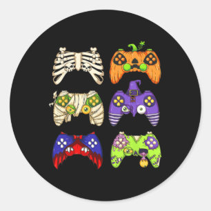Halloween Gaming Controller Men Boys Kids Gamer Ha Classic Round Sticker