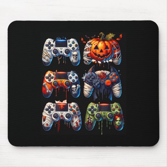 Halloween Gaming Controllers Mummy Skeleton Zombie Mouse Pad (Front)
