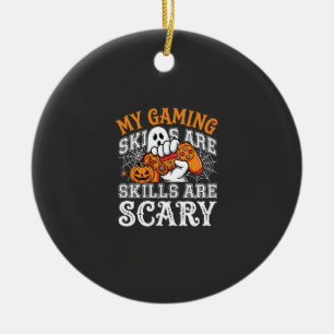 Halloween Gaming Skills Are Scary Ghost Controller Ceramic Tree Decoration