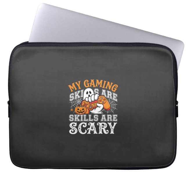 Halloween Gaming Skills Are Scary Ghost Controller Laptop Sleeve (Front)