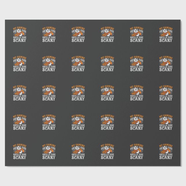 Halloween Gaming Skills Are Scary Ghost Controller Wrapping Paper (Flat)