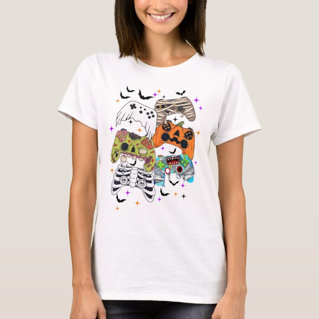 Halloween Gaming T-Shirt with Spooky Controller  (Front)