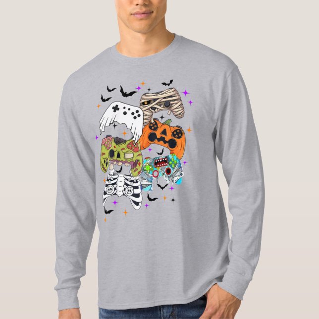 Halloween Gaming T-Shirt with Spooky Controller  (Front)