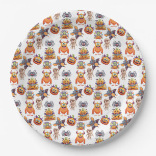Halloween Gathering Of Silly Creatures Paper Plate