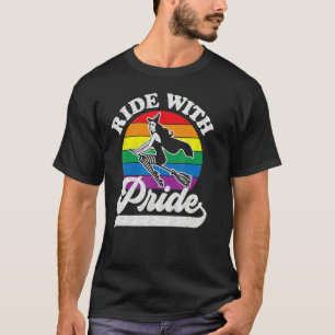 Halloween Gay Lesbian Witch On A Broom Ride With P T-Shirt