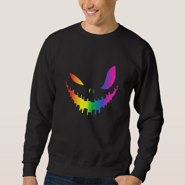 Halloween Gay Lesbians Pride Pumpkin Lgbt Pride Fu Sweatshirt (Front)