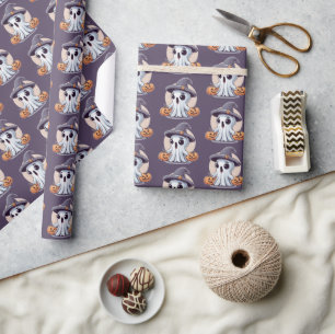 Halloween: Geist mit Kürbissen - Wrapping Paper