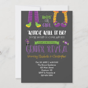 Halloween Gender Reveal Baby Shower Invitation