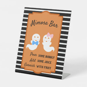 Halloween Gender Reveal, Boo-y or Ghoul Mimosa Bar Pedestal Sign