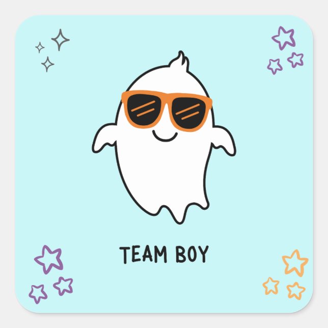 Halloween Gender Reveal Boy Ghost Voting Sticker (Front)