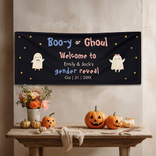 Halloween Gender Reveal Boy or Girl Ghost Welcome Banner