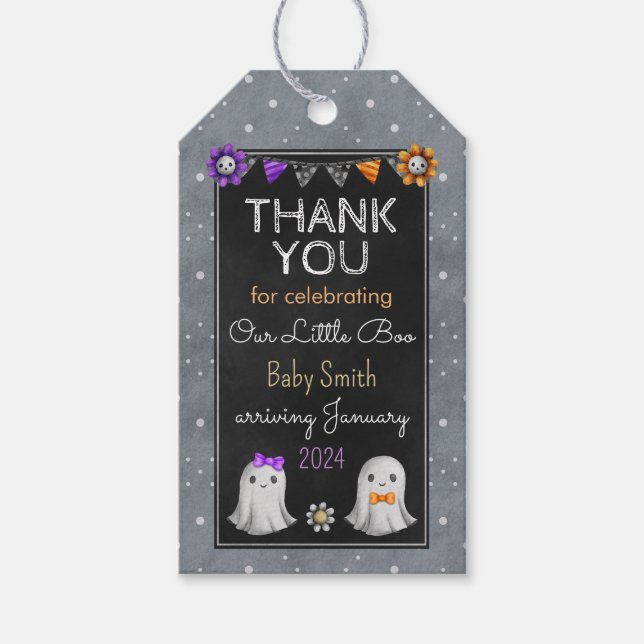 Halloween gender reveal gift tags (Front)