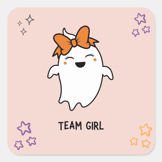 Halloween Gender Reveal Girl Ghost Voting Sticker (Front)