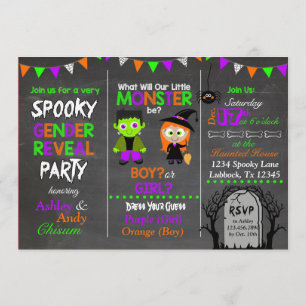 Halloween Gender Reveal Invitation