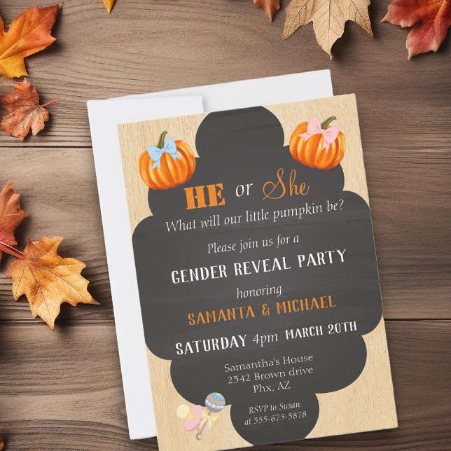Halloween Gender Reveal Party Pumpkin Thanksgiving Invitation (Creator Uploaded)