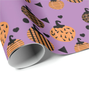 Halloween Geometric Confetti Pumpkins Wrapping Paper