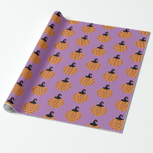 Halloween Geometric Pumpkin Stripes Pattern Wrapping Paper