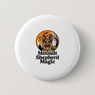 Halloween German Shepherd Spooky Moon Dog Lover Sh 6 Cm Round Badge