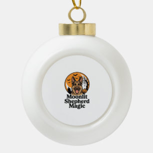 Halloween German Shepherd Spooky Moon Dog Lover Sh Ceramic Ball Christmas Ornament