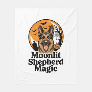 Halloween German Shepherd Spooky Moon Dog Lover Sh Fleece Blanket