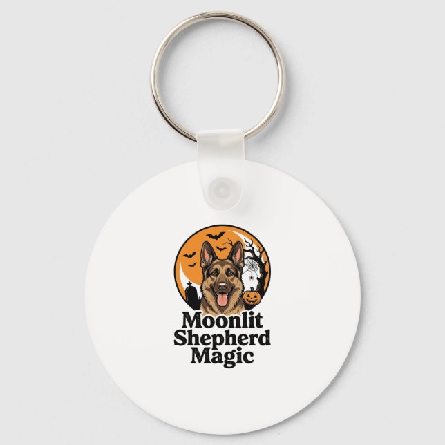 Halloween German Shepherd Spooky Moon Dog Lover Sh Key Ring (Front)