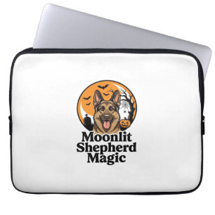 Halloween German Shepherd Spooky Moon Dog Lover Sh Laptop Sleeve