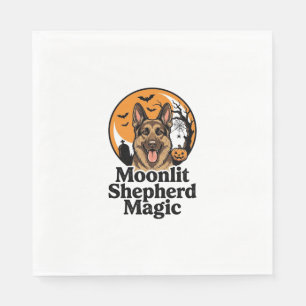 Halloween German Shepherd Spooky Moon Dog Lover Sh Napkin