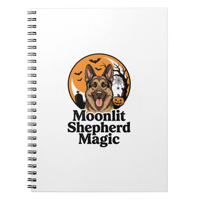 Halloween German Shepherd Spooky Moon Dog Lover Sh Notebook (Front)