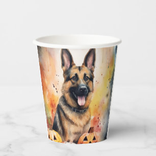 Halloween German Shepherd With Pumpkins Scary Paper Cups