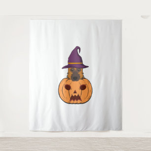 Halloween German Shepherds With Witch Hat Stuck In Tapestry