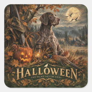 Halloween German Shorthaired Pointer Hunting Dog Square Sticker