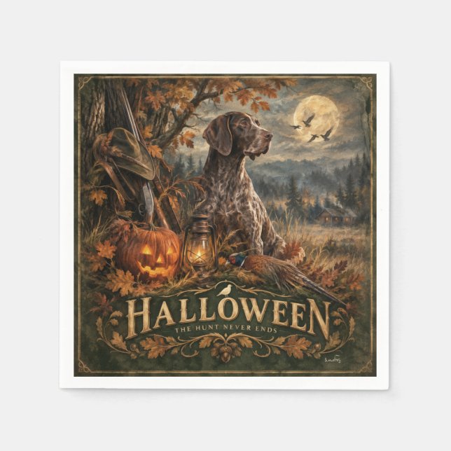 Halloween German Shorthaired Pointer  Napkin (Front)