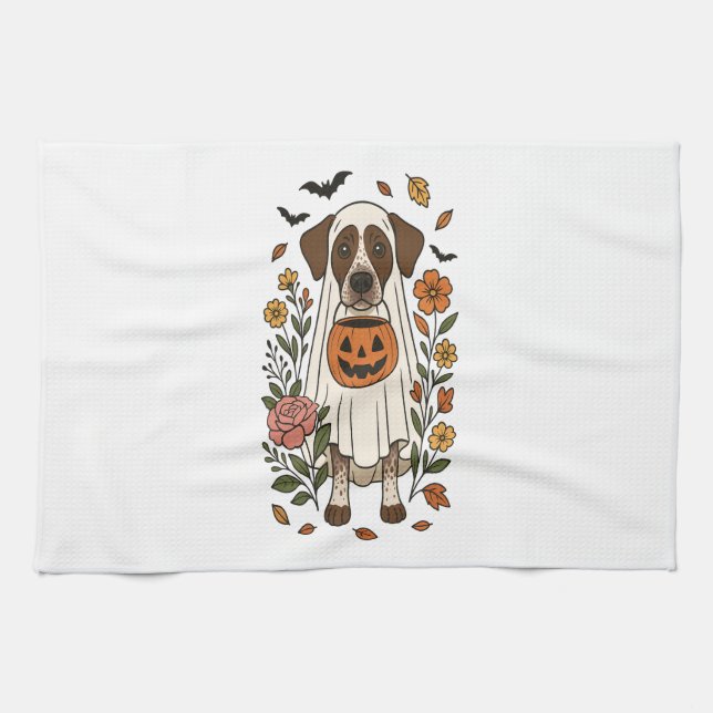 Halloween German Shorthaired Pointer Tea Towel (Horizontal)