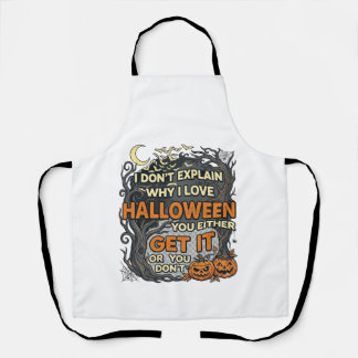Halloween Get It Spooky Tree Pumpkins Bats Spiderw Apron