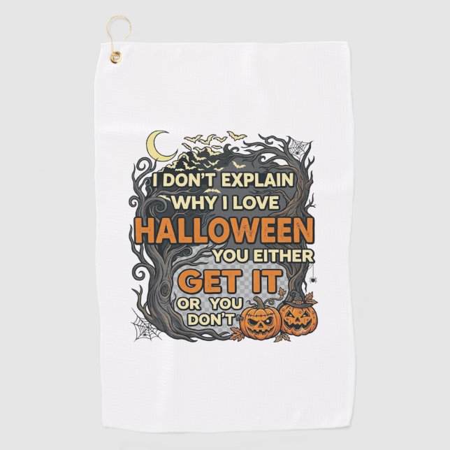 Halloween Get It Spooky Tree Pumpkins Bats Spiderw Golf Towel (Front)