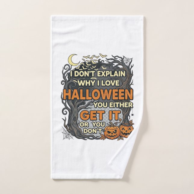 Halloween Get It Spooky Tree Pumpkins Bats Spiderw Hand Towel (Hand Towel)