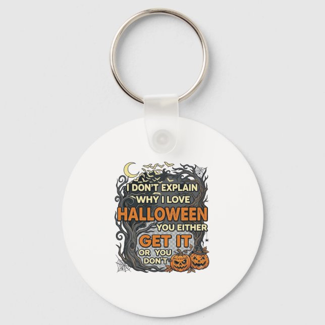Halloween Get It Spooky Tree Pumpkins Bats Spiderw Key Ring (Front)